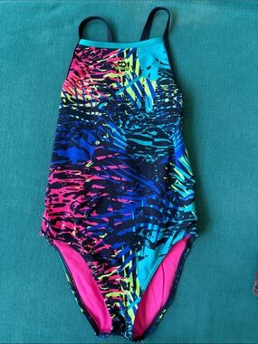 Kids' One-Piece Swimsuit in Multi Neon Print